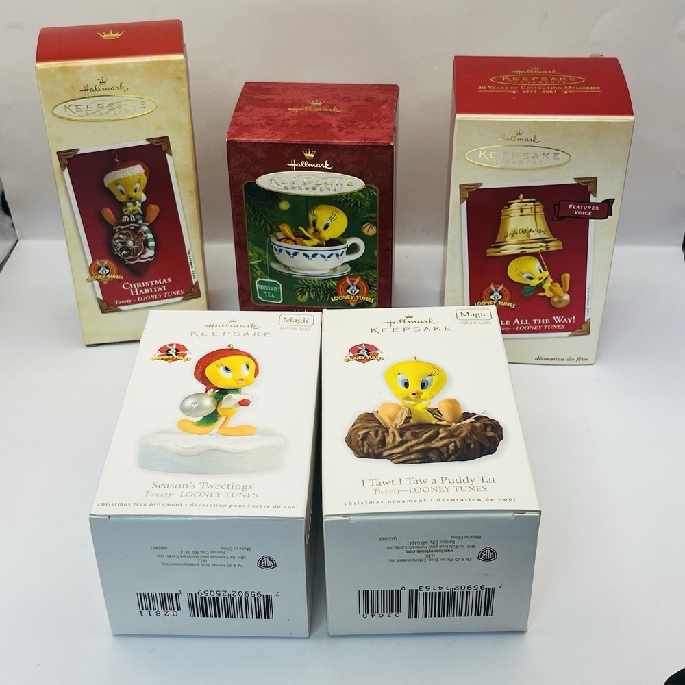 Hallmark Keepsake Looney Tunes Tweety Bird Christmas Ornament Lot of 5
